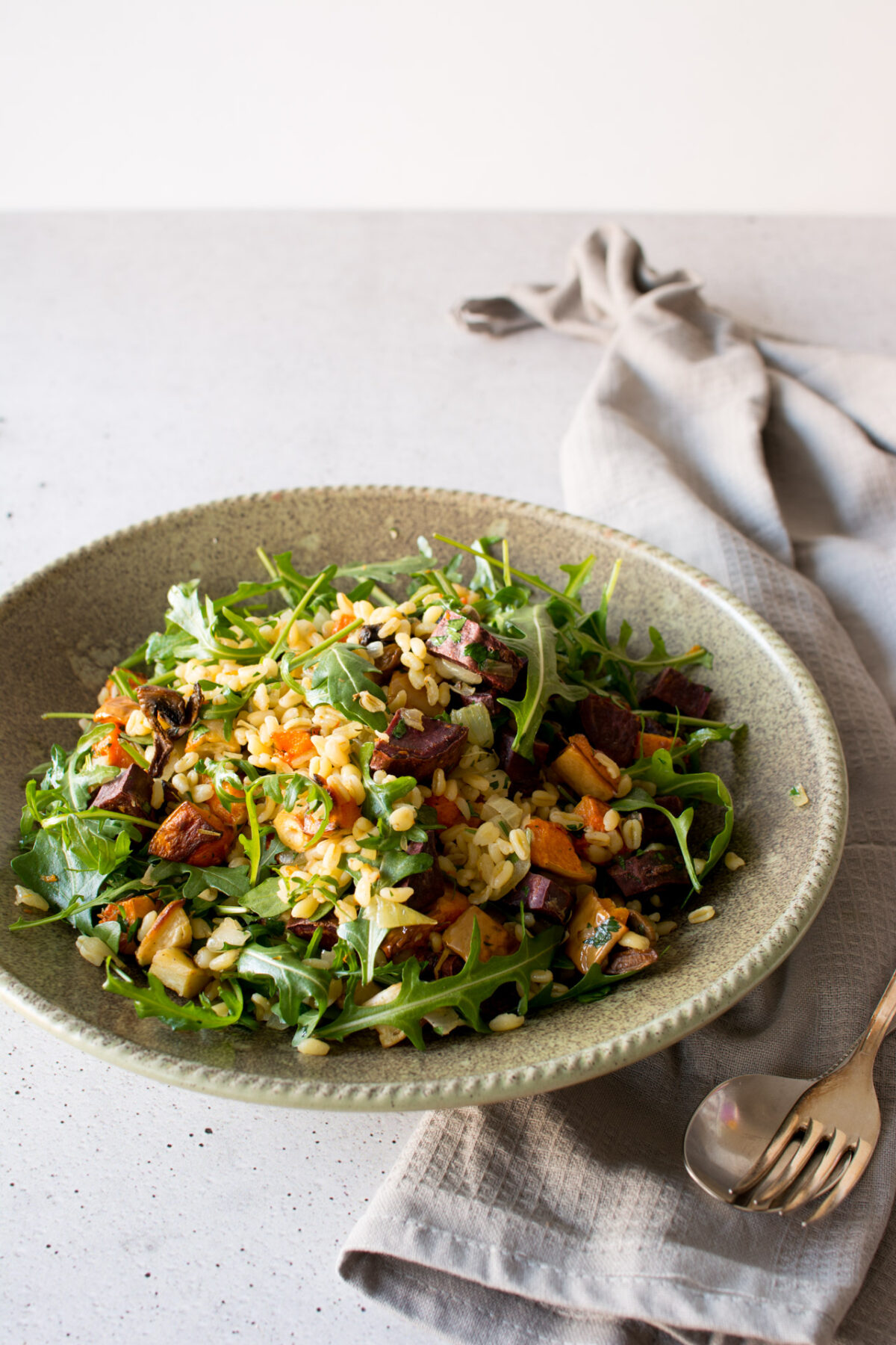 A warming, vegan Winter salad, full of healthy root vegetables and wheat berries. You won't want to miss this one!